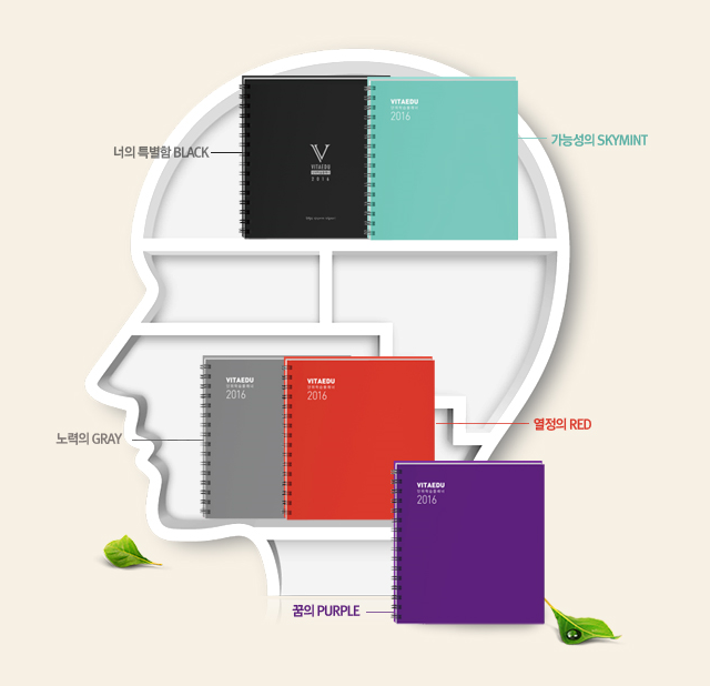 너의 특별함 black, 가능성의 skymint, 노력의 gray, 열정의 red, 꿈의 purple